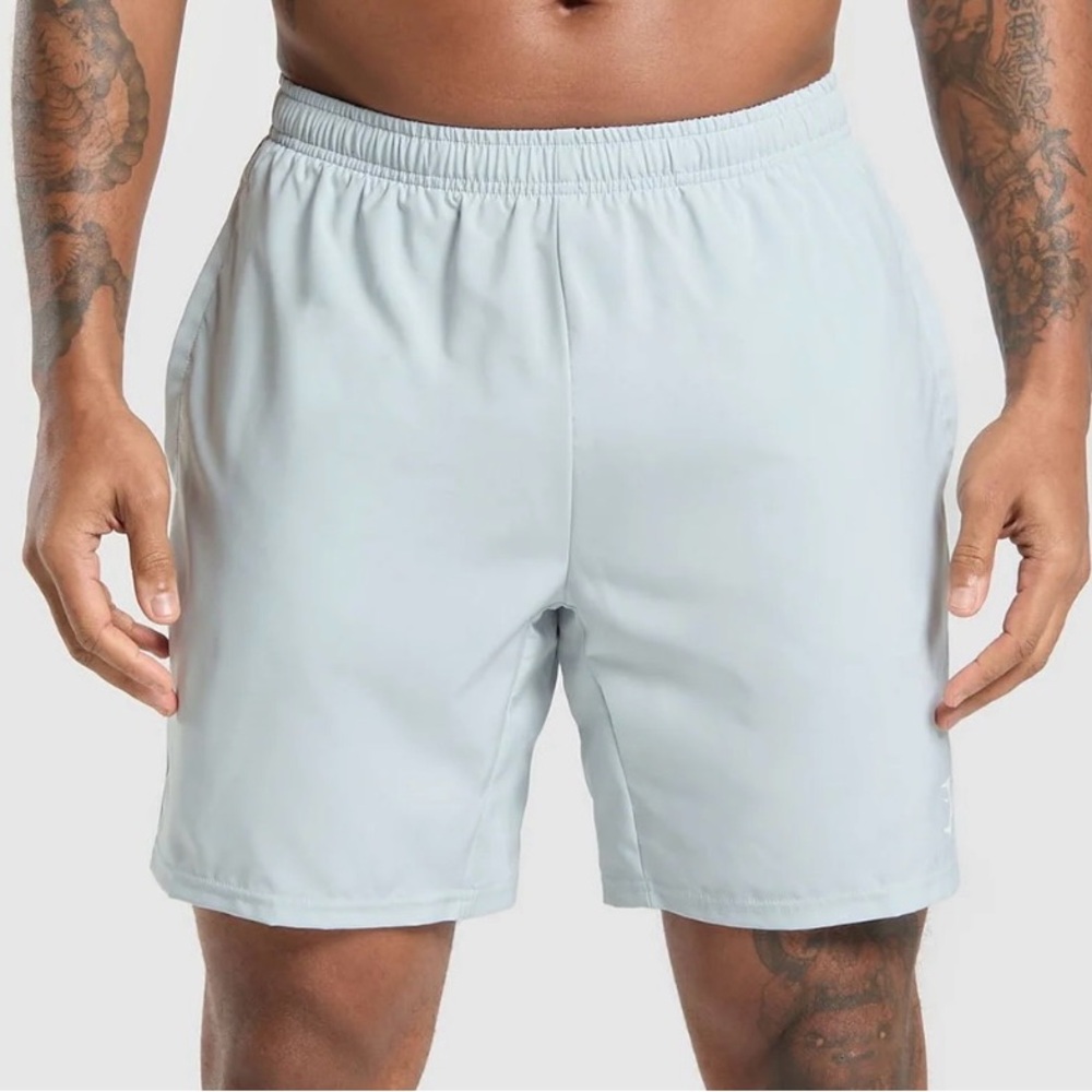 Gymshark Gray and Blue Athletic Shorts Lightweight Elastic Waist